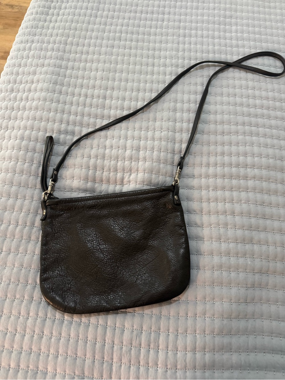 Rough & Tumble Maine Made black leather crossbody purse